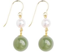 Orecchini Lobo Argento 925 Piccoli Nuovi orecchini cinesi antichi antichi con lunga anti giada per le donne Orecchini con fibbia temperamento versatile retrò Orecchini a (Mint Green, One Size)