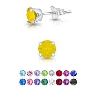 Orecchini Lobo Donna Argento 925 con Brillantini di Cristallo Giallo Opale - Orecchini Gialli - Orecchini Piccoli Donna Argento 925 - Orecchini Colorati - Punti Luce Orecchini