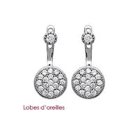 Orecchini Lobuli Cristalli ZIRCONIO Argento 925/1000 Rutenato Gioielli Donna