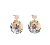 Orecchini Luna Astronauta Tondi Acrilici Carini Donna Amiche Spazio Pianeta Stelle Accessori Adorabili Gioielli (Multicolore)