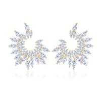 Orecchini lunghi a perno, pendenti, con zirconia cubica, con struttura in rame, adatti per donne alla moda, regalo con zirconia cubica, Misura unica, come descritto, come descritto