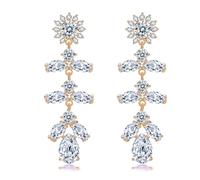 Orecchini lunghi a perno, pendenti, con zirconia cubica, con struttura in rame, adatti per donne alla moda, regalo con zirconia cubica, Misura unica, come descritto, come descritto