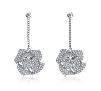 Orecchini lunghi a perno, pendenti, con zirconia cubica, con struttura in rame, adatti per donne alla moda, regalo con zirconia cubica, Misura unica, come descritto, come descritto