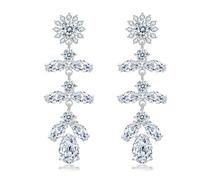 Orecchini lunghi a perno, pendenti, con zirconia cubica, con struttura in rame, adatti per donne alla moda, regalo con zirconia cubica, Misura unica, come descritto, come descritto