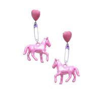 Orecchini lunghi alla moda a forma di cavallo, in resina, alla moda, unici e alla moda, adatti per un dolce look punk, Misura unica, come descritto, come descritto