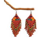 Orecchini lunghi alla moda e unici con perline a forma di seme che bloccano il colore, da donna, alla moda, stile
