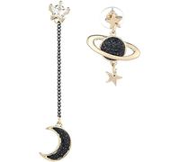 Orecchini lunghi asimmetrici a forma di stella, luna, pianeta, con ciondolo a forma di luna crescente, orecchini a catena lunga per donne e adolescenti, belli e pratici