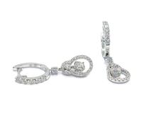 Orecchini lunghi da donna con mezzo cerchio tutto oro bianco 18k e 66 diamanti che sommano 1,37 cts, cm, 100% oro 18k, Diamante