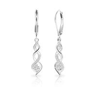 Orecchini lunghi in argento da donna, 925 orecchini pendenti in argento sterling con cristalli, orecchini a goccia infinito con zirconi scintillanti, orecchini a leva per donne, gioielli di moda