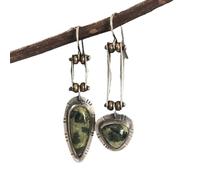 Orecchini lunghi minimalisti bicolore, orecchini pendenti a goccia geometrici irregolari in argento