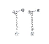 Orecchini lunghi pendenti, graziosi orecchini a catena con stella/cuore/croce/luna con zirconia cubica in acciaio inox