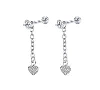 Orecchini lunghi pendenti, graziosi orecchini a catena con stella/cuore/croce/luna con zirconia cubica in acciaio inox, acciaio inox, Zirconie sintetico