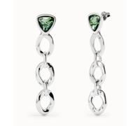 Orecchini lunghi placcati argento Sterling con cristallo verde triangolare