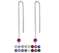 Orecchini Lungi Argento 925 con Brillantini Punto Luce Fucsia - Orecchini Pendenti Donna Argento 925 Brillanti - Saliscendi Colorati - Gioielli Donna Punto Luce