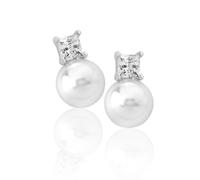Orecchini Majorica 10 Mm Bianca Argento Perla Zirconia Selene 5310.01.2.000
