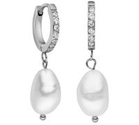 Orecchini Malahi PURELEI® (argento), Orecchini donna in acciaio inossidabile, Gioielli da donna durevoli, Orecchini pendenti con ciondolo a perla e pietre, ideali come regalo, 13 mm di diametro
