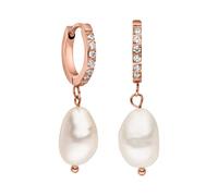 Orecchini Malahi PURELEI® (oro rosa), Orecchini donna in acciaio inossidabile con perla, Gioielli da donna durevoli, Orecchini pendenti con pietre ideali come regalo, 13 mm di diametro