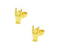 Orecchini Mano che fa il Gesto delle Corna in Argento 925 Placcato Oro Giallo