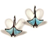 Orecchini Manta Ray In Larimar Blu In Argento Sterling Placcato In Rodio 925