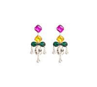 Orecchini Mardi Gras, scintillanti orecchini pendenti in cristallo viola verde oro, orecchini alla moda con strass per martedì grasso, celebrazioni, sfilate, carnevale, vacanze, gioielli regalo