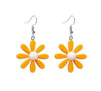 Orecchini Margherita Donna, Orecchini con Margherita Pendenti, Orecchini Fiori Pendenti, Orecchini Margherite, Orecchini per le Feste Estive e la Vita di Tutti i Giorni (Arancione)