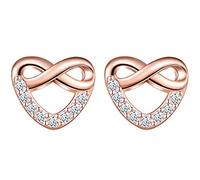 Orecchini mini cuore da donna, orecchini a perno in argento 925, con simbolo dell'infinito, con zirconi lucido, Orecchini da ragazza, idea regalo per Natale, compleanno