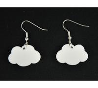Orecchini Miniblings A Pendente Nuvole Fumetto In Acrilico Bianco Rotondo