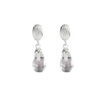 Orecchini minimalisti retrò a righe in argento sterling senso del design delle donne coreane -LE0343- bianco