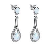 Orecchini minimalistici in argento sterling con opale di fuoco, semplici orecchini a goccia in argento sterling con opale, orecchini semplici da ballerina, Einheitsgröße, Rame