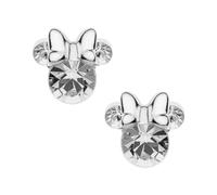 Orecchini Minnie Mouse a Bottone con Pietra Portafortuna Disney da Bambine in Argento, Gioielli Disney, Impreziosito da Zirconia, Chiaro
