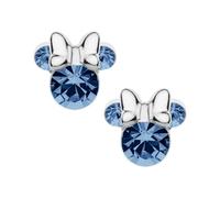 Orecchini Minnie Mouse a Bottone con Pietra Portafortuna Disney da Bambini in Argento, Gioielli Disney, Impreziosito da Zirconia, Blu
