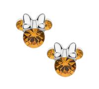 Orecchini Minnie Mouse a Bottone con Pietra Portafortuna Disney da Donna in Argento, Gioielli Disney, Impreziosito da Zirconia