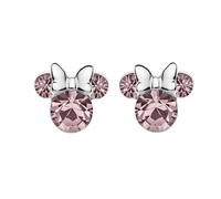 Orecchini Minnie Mouse a Bottone con Pietra Portafortuna Disney da Donna in Argento, Gioielli Disney, Impreziosito da Zirconia