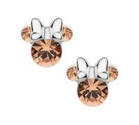 Orecchini Minnie Mouse a Bottone con Pietra Portafortuna Disney da Donna in Argento, Gioielli Disney, Impreziosito da Zirconia
