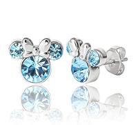 Orecchini Minnie Mouse a Bottone con Pietra Portafortuna Disney da Donna - Orecchini per Ragazze - Gioielli con Pietra Portafortuna - Gioielli Disney (Marzo)