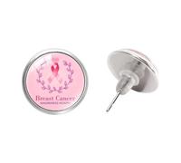 Orecchini moderni per la consapevolezza della salute del seno, con pietre preziose lisce e in vetro, per pelli sensibili ed eleganti orecchini etici da donna, Misura unica, come descritto