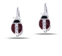 orecchini monachella argento 925 coccinella rosso nero ragazza zirconi smalto