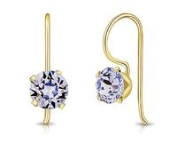 Orecchini Monachella Argento 925 Placcati Oro Giallo con Cristallo Austriaco 6 mm - Orecchini Punti Luce Lavanda - Orecchini Pendenti Donna - Punto Luce Orecchini Dorati