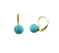Orecchini monachella pendenti pallina turchese sfera grande 10mm chiusura argento 925 dorato gioiello artigianale orecchini donna ragazza