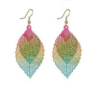 Orecchini multicolor a forma di foglia a doppia dimensione Orecchini a forma di piante colorate in stile etnico semplice per le donneUtile e professionale.