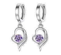 Orecchini Naso Brillantino 3 Mm a cuore da donna Orecchini pendenti con temperamento eterni lunghi in (Purple, One Size)