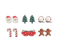 Orecchini Natale Set 6 Paia Gioielli Natalizi, Babbo Natale, Pupazzo di Neve, Albero