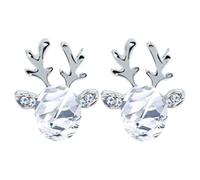 Orecchini natalizi a forma di renna con cristalli sfaccettati, da donna, per ragazze, regalo per riempire la calza della Befana, orecchini da donna, orecchini a perno per ragazze, orecchini con pietra