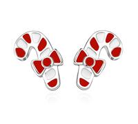 Orecchini natalizi con bastoncini di zucchero da donna Argento sterling 925 Simpatici orecchini a forma di bastoncino di zucchero regali di gioielli per feste di Natale per le donne