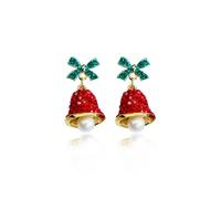 Orecchini natalizi da donna con campanella di cristallo rosso scintillante, albero di Natale, cappello di Natale per Natale, Zinco, Nessuna pietra preziosa