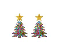 Orecchini natalizi da donna con campanella di cristallo rosso scintillante, albero di Natale, cappello di Natale per Natale, Zinco, Nessuna pietra preziosa