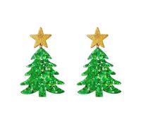 Orecchini natalizi da donna con campanella di cristallo rosso scintillante, albero di Natale, cappello di Natale per Natale, No, Zinco, Nessuna pietra preziosa