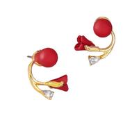 Orecchini natalizi dal temperamento delicato ed elegante, con strass, orchidee a campana e due paia di orecchini dal design esclusivo per le donne, 1pairs, Metallo, No