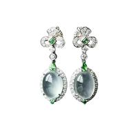 Orecchini Naturali per Il Viso dell'uovo del Seme di Ghiaccio del calcedonio per Le Donne con Diamanti Stile Palazzo Fascino Gioielli squisiti Accessori Hanfu