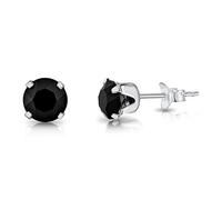 Orecchini Neri da Donna Argento 925 - Orecchini Lobo Donna con Cristallo Nero - Diametro 6 mm